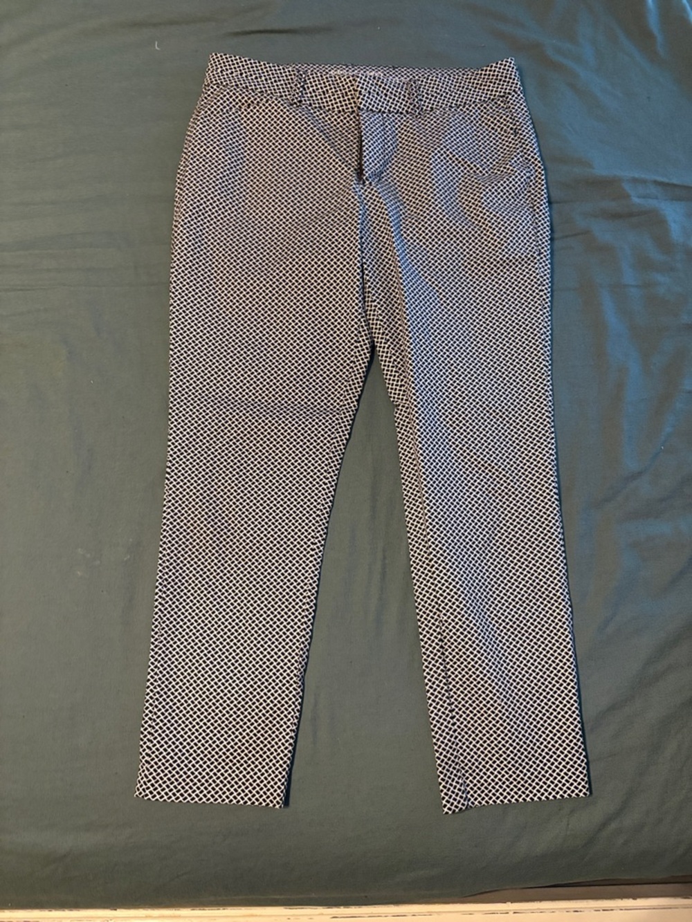 Men's Black and White Patterned Slim Dress Pants